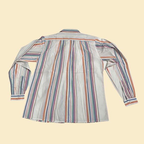 1980s Alexander Julian size 4 womens blouse, vintage striped 1980s button down - Picture 3 of 10